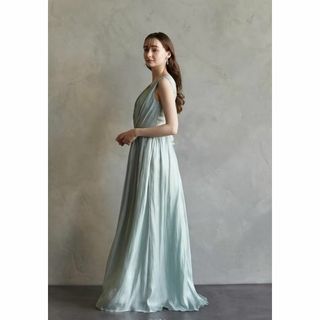 水色 パーティードレス ノースリーブ 編み上げ 優雅なシルエット 演奏会(ウェディングドレス)