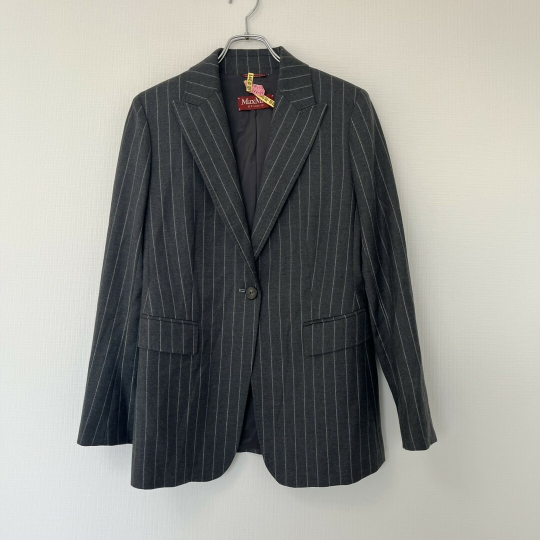 Max Mara - 【Max Mara】マックスマーラ テーラードジャケット ジャケット ストライプ グレー系