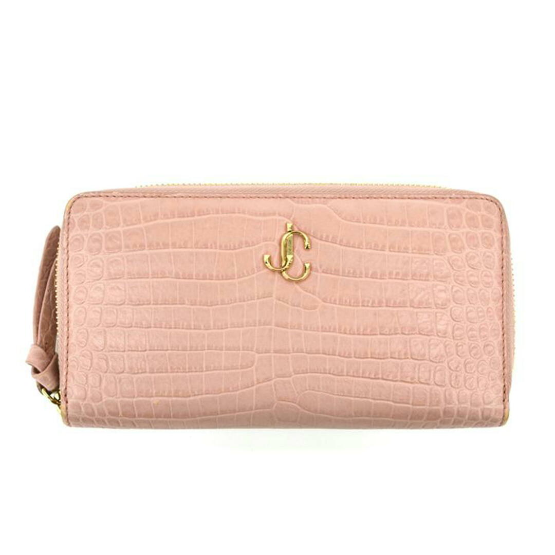 JIMMY CHOO - JIMMYCHOO ジミーチュウ/ラウンドファスナー長財布/ピンク/Bランク/75【中古】
