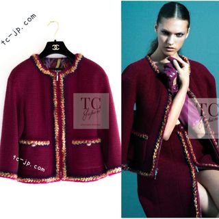 CHANEL(ノーカラージャケット ・ レッド/赤色系)のフリマ CHANEL(ノーカラージャケット ・ レッド/赤色系)のフリマ