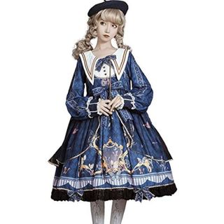 ロリータ ワンピース(青)(ひざ丈ワンピース)