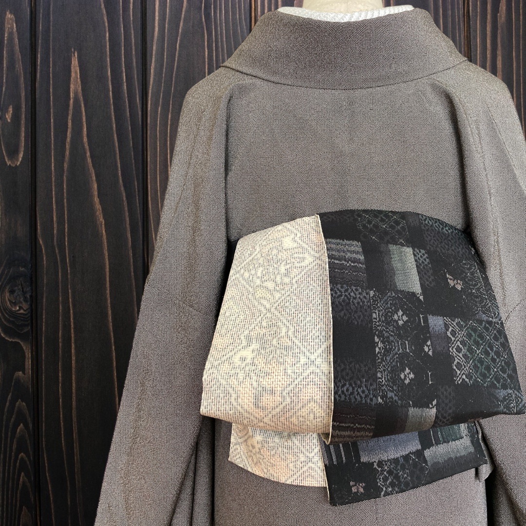 *着物反物*　茶屋辻紬と塩沢紬　大人の兵児帯　半幅帯　長尺475　ハンドメイド