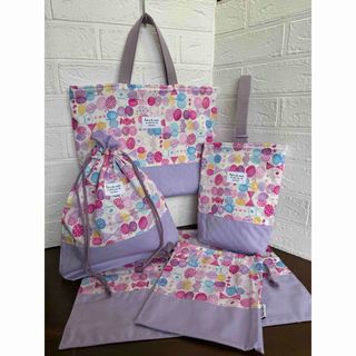 【お値下げ】入園入学準備　基本セット　レッスンバック　上履き入れ　リボン(バッグ/レッスンバッグ)