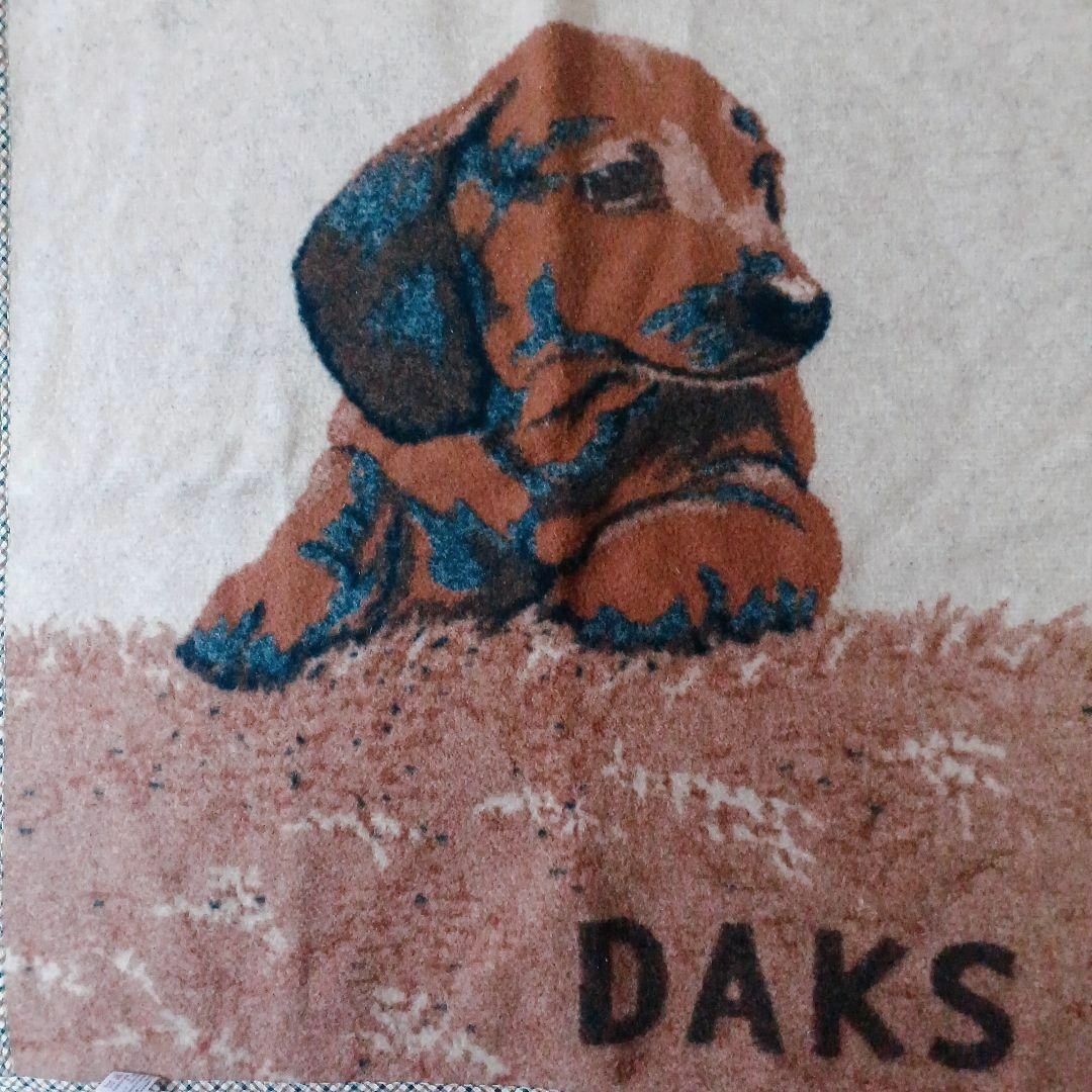 DAKS(ダックス)の【美品】【匿名配送】DAKS ブランケット犬柄ハウスチェック柄ウール収納袋付 インテリア/住まい/日用品の寝具(毛布)の商品写真
