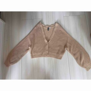 エイチアンドエム(H&M)のHMベージュ 長袖ニットカーディガン(カーディガン)