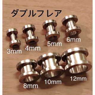 4mm (6G) 拡張 ボディピアス ネジ式 ダブルフレア(ピアス)