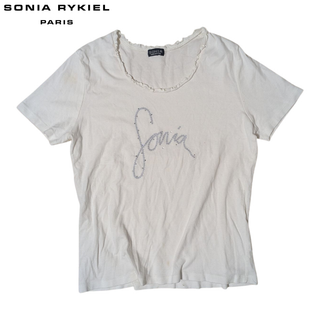 ソニアリキエル(SONIA RYKIEL)のSONIA RYKIEL ホワイト ラインストーン 半袖Tシャツ(Tシャツ(半袖/袖なし))