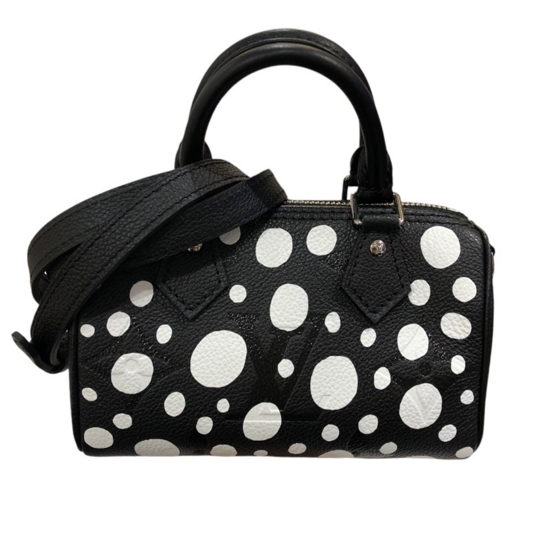 LOUIS VUITTON - 　ルイ・ヴィトン LOUIS VUITTON ナノ・スピーディ 草間彌生コラボ M81910 ブラック/インフィニティドット　シルバー金具 モノグラム・アンプラント レディース ショルダーバッグ