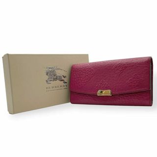 BURBERRY - 【美品】BURBERRY 三つ折り長財布 オールレザー 朱色 BURBERRY - 【美品】BURBERRY 三つ折り長財布 オールレザー 朱色