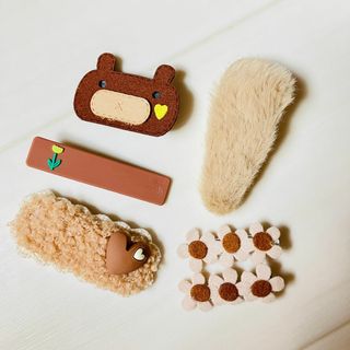 【キッズヘアクリップ6点セット】可愛い くまさん 前髪 ベアー 髪留め 髪飾り(その他)