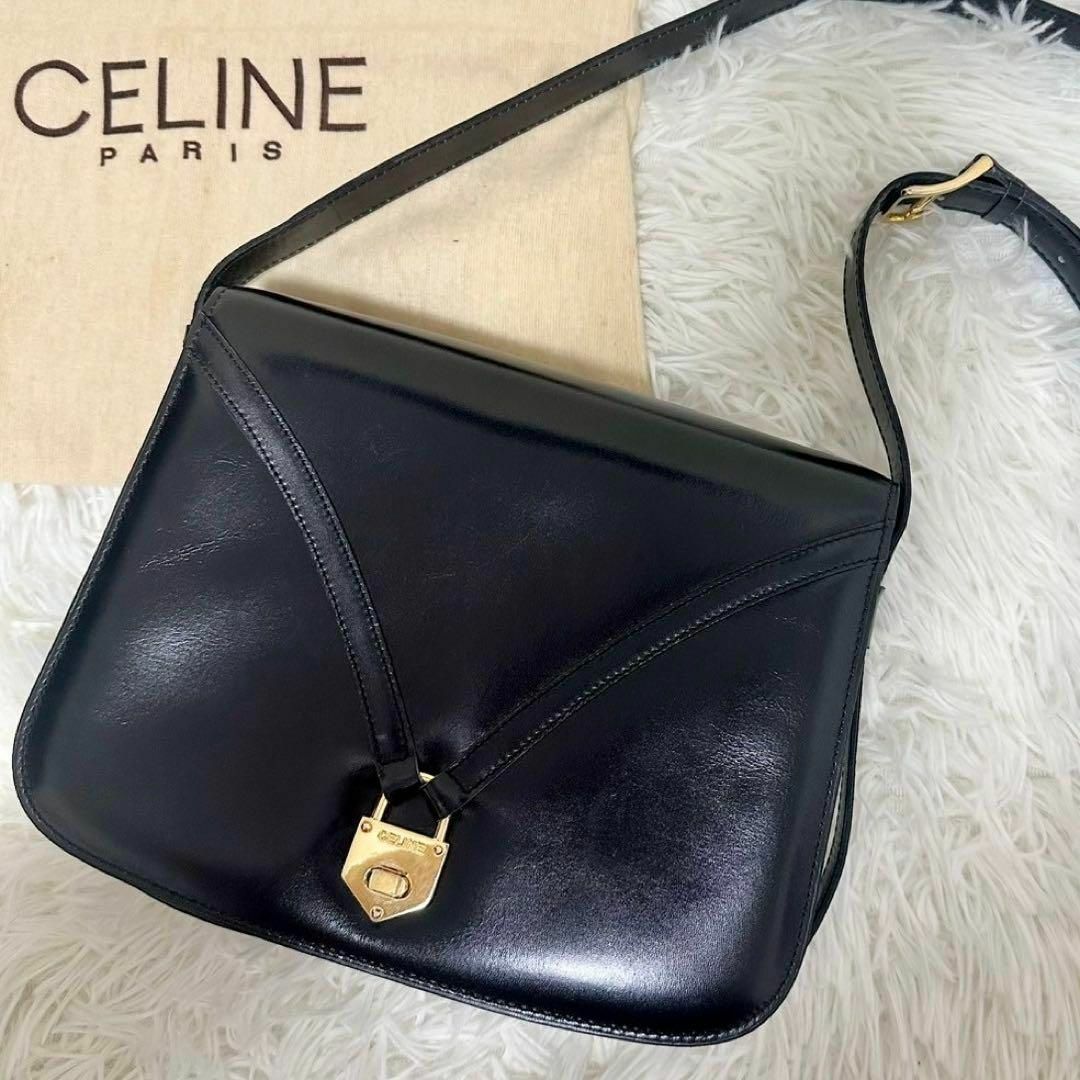 CELINE - 保存袋　極美品　セリーヌ　ショルダーバッグ　ターンロック　カーフレザー　鍵　黒