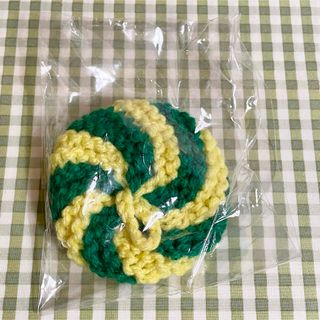 ハンドメイド 編み物 あみもの 毛糸 エコたわし 多分アクリル？ ③黄色×緑(キッチン小物)