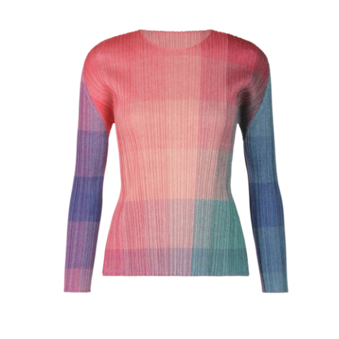 PLEATS PLEASE ISSEY MIYAKE - PLEATS PLEASE ISSEY MIYAKE 丸首長袖トップ