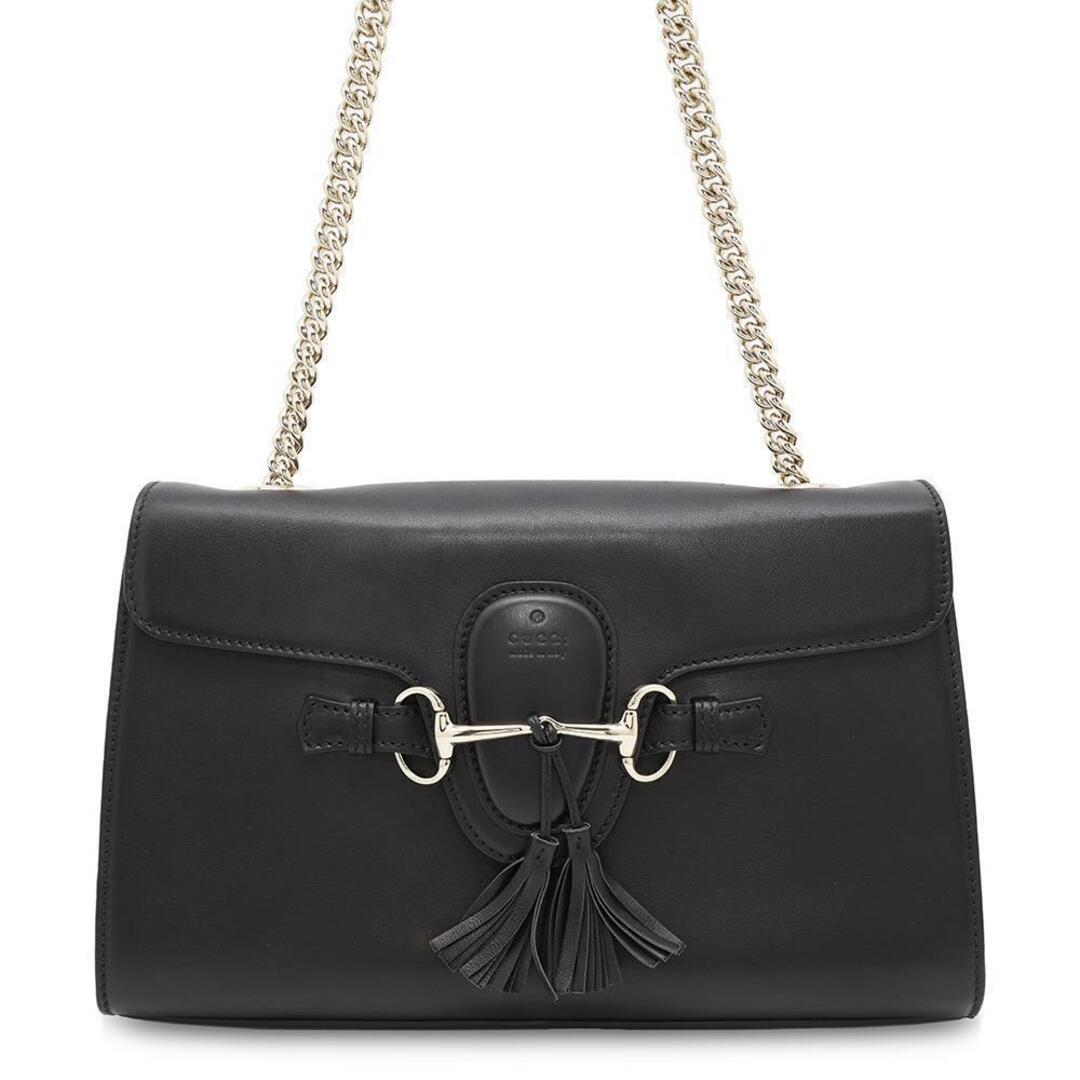 GUCCI - グッチ チェーンショルダーバッグ エミリー レザー GGキャンバス フリンジ付き EMILY 295402 GUCCI バッグ 黒