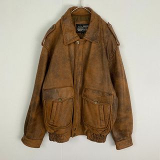 ヴィンテージ　レザージャケット　A-2　羊革　フライトジャケット　ブラウン　L