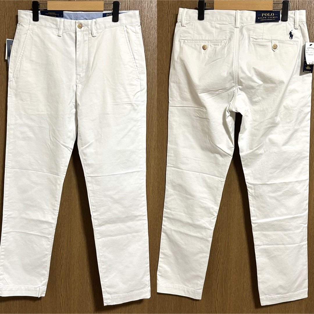 POLO RALPH LAUREN(ポロラルフローレン)のストレッチチノW78-股下80cm！ポロラルフローレン古着ノータックチノパン 白 メンズのパンツ(チノパン)の商品写真