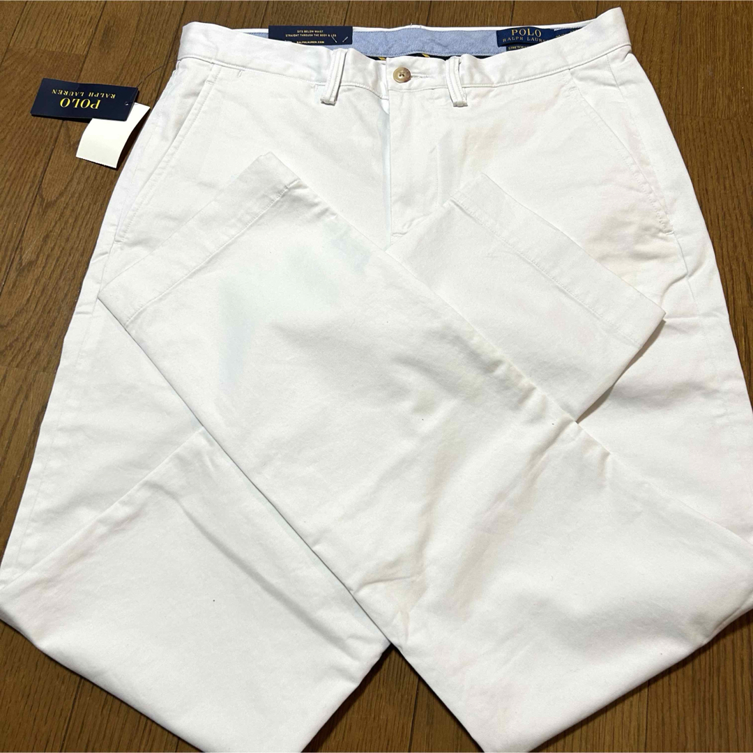 POLO RALPH LAUREN(ポロラルフローレン)のストレッチチノW78-股下80cm！ポロラルフローレン古着ノータックチノパン 白 メンズのパンツ(チノパン)の商品写真