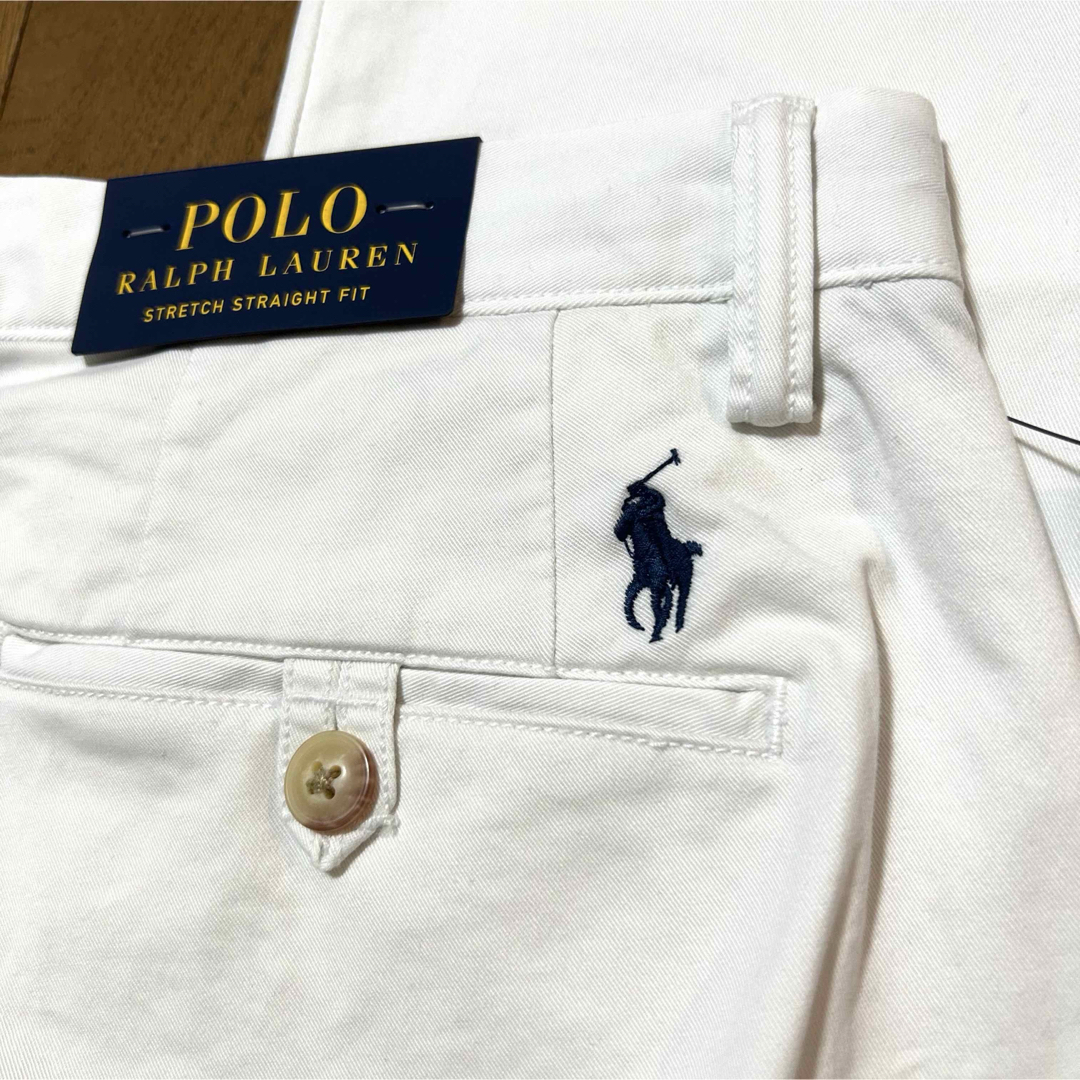 POLO RALPH LAUREN(ポロラルフローレン)のストレッチチノW78-股下80cm！ポロラルフローレン古着ノータックチノパン 白 メンズのパンツ(チノパン)の商品写真