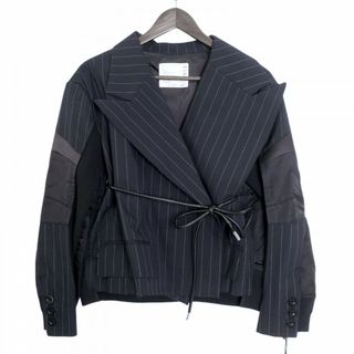 sacai - サカイ 22AW 21‐05746 ブラック ニットレイヤードMA-1ジャケット 1の sacai - サカイ 22AW 21‐05746 ブラック ニットレイヤードMA-1ジャケット 1の