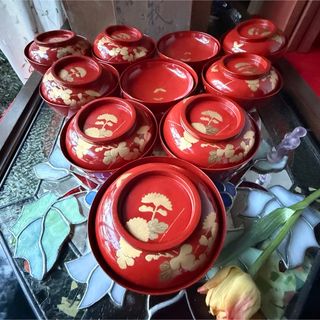 河和田塗 御吸物椀 溜塗 菊の葉 5客入り 箱入りの通販 by mare's 河和田塗 御吸物椀 溜塗 菊の葉 5客入り 箱入りの通販 by mare's