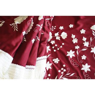 [新品] 刺繍入り特大シージョ・ボルドー・スペイン製・フラメンコ・残１枚(ダンス/バレエ)