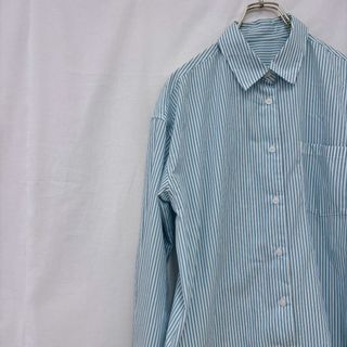 ジーユー(GU)の極美品✨ ジーユー GU 長袖 シャツ ストライプ グリーン レギュラーカラー(シャツ/ブラウス(長袖/七分))