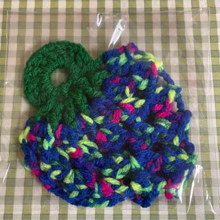 ハンドメイド 編み物 あみもの 毛糸 エコたわし 多分アクリル？  青(キッチン小物)
