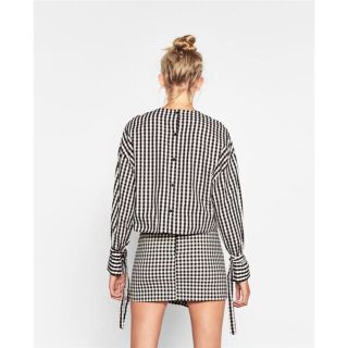 ザラ(ZARA)の［k様専用］【ZARA】ギンガムチェック コットン トップス(カットソー(長袖/七分))