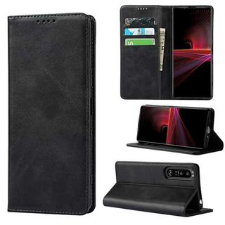 Xperia 1 III マークIII 3 手帳型 スマホケース ベルト無し 黒(Androidケース)