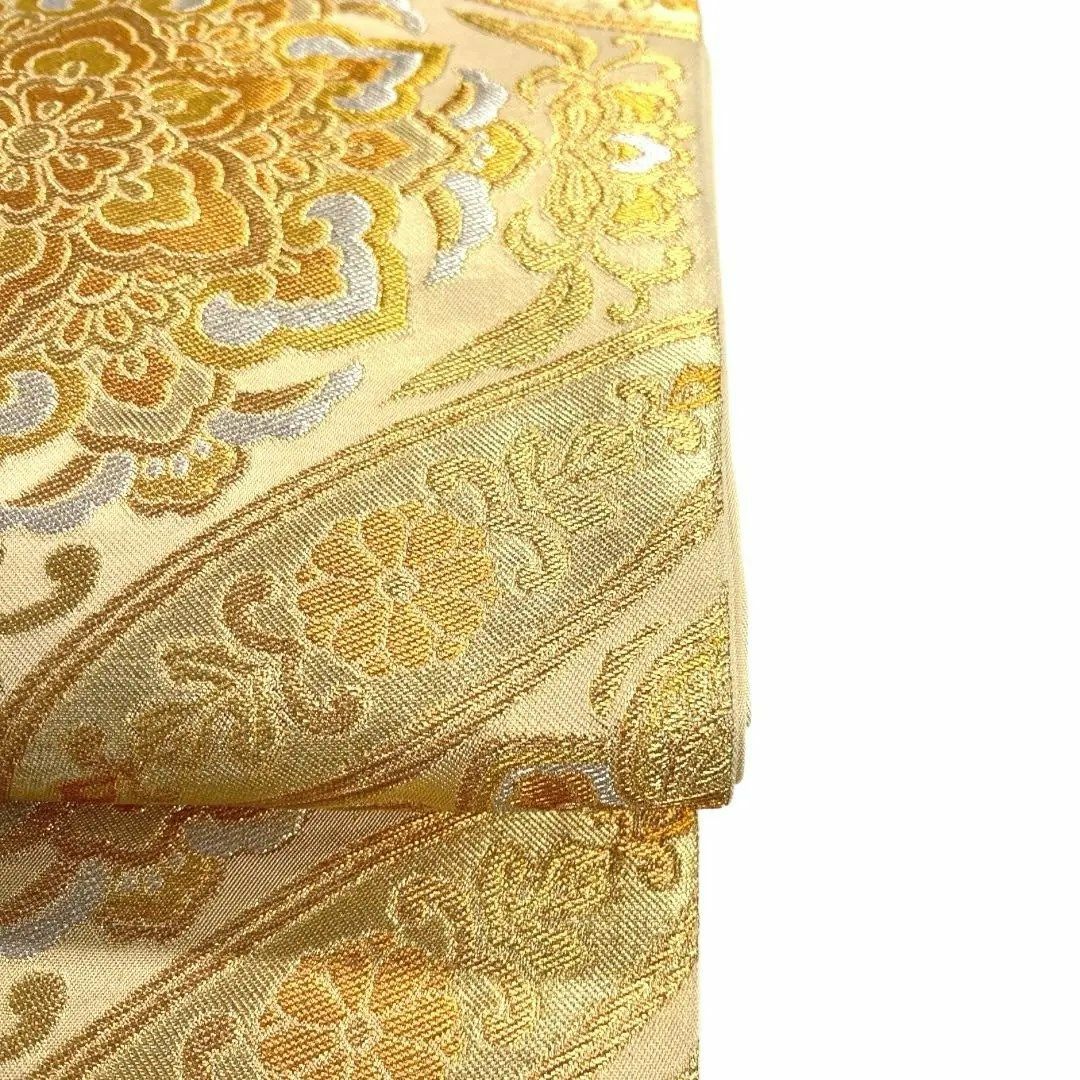 袋帯　華紋　七宝　唐花草　菊　ゴールド　シルバー　着物　024a d 袋帯 華紋 七宝 唐花草 菊 ゴールド シルバー 着物 024a d