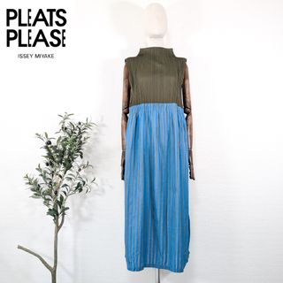 PLEATS PLEASE ISSEY MIYAKE(ワンピース ・ ブルー・ネイビー PLEATS PLEASE ISSEY MIYAKE(ワンピース ・ ブルー・ネイビー
