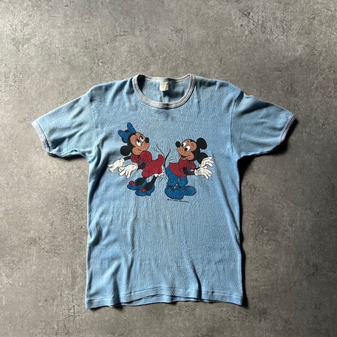 Disney - 60s70s ディズニー/ミッキー ヴィンテージtシャツ USA製 ライトブルー