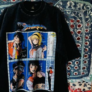オールドスクール ティーシャツ ダメージ加工 グレーブラック ハイデザイン(Tシャツ/カットソー(半袖/袖なし))