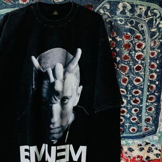 ラッパー HIPHOP ティーシャツ ダメージ加工 グレーブラック 8mike(Tシャツ/カットソー(半袖/袖なし))