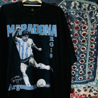 神の手 マラドーナ ペレ ティーシャツ ダメージ加工 グレーブラック