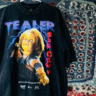 チャッキー ティーシャツ ダメージ加工 グレーブラック ハイデザイン