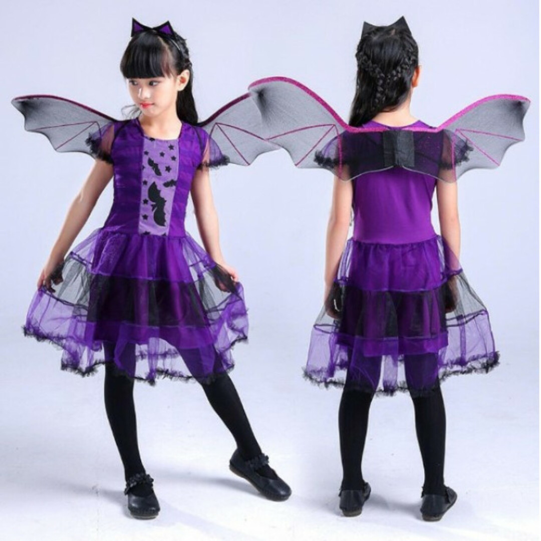 110サイズ 小悪魔 コウモリ 魔女 コスチューム 女の子 仮装 可愛い  キッズ/ベビー/マタニティのキッズ服女の子用(90cm~)(その他)の商品写真