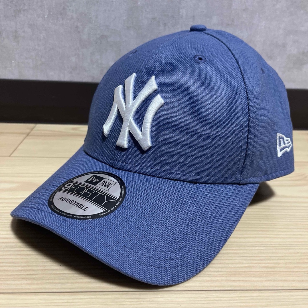 NEW ERA(ニューエラ)のニューエラ　NEW ERA 　NY ニューヨークヤンキース　ブルー　リネン素材 メンズの帽子(キャップ)の商品写真