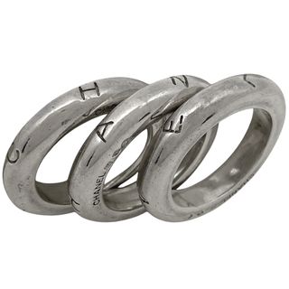 CHANEL - シャネル ロゴ 3連 リング 12.5号 シルバー925 【中古 CHANEL - シャネル ロゴ 3連 リング 12.5号 シルバー925 【中古