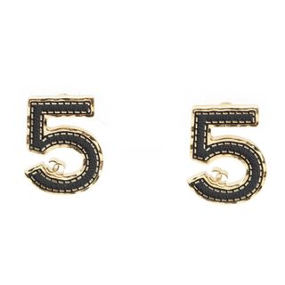 シャネル(CHANEL)のシャネル B23S No.5 ココマーク ピアス イヤリング アクセサリー ゴールド ブラック【中古】(ピアス)