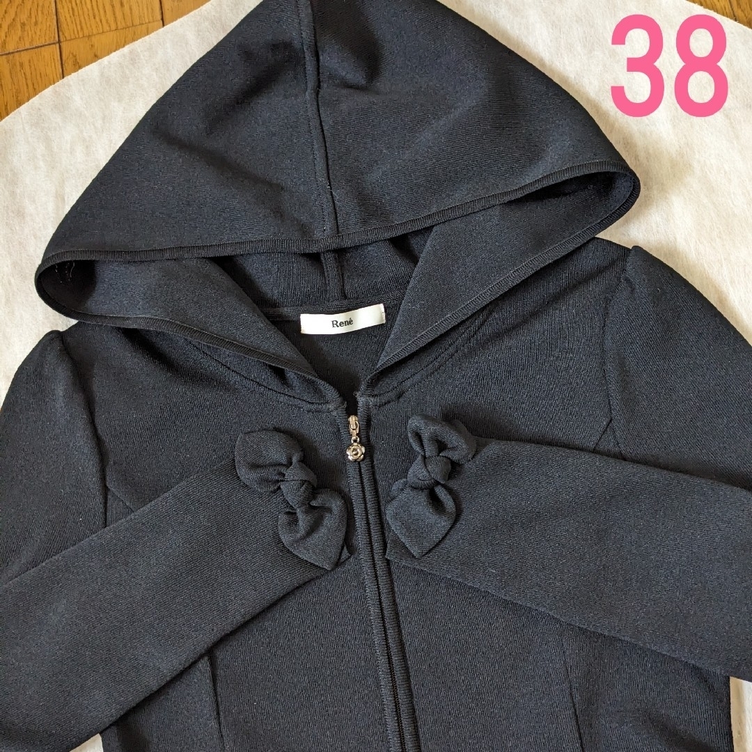René - 未使用品♡ Rene フード付き 袖リボン カメリアスライダー ワンピース 38