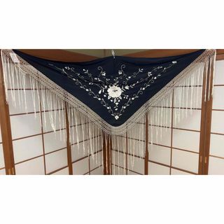 [新品] 刺繍入りシルク地触感シージョ・黒・スペイン製・在庫1枚(ダンス/バレエ)