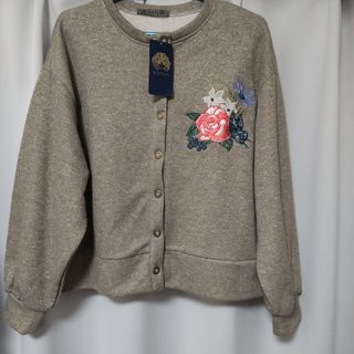 イズスカラー(iS ScoLar)の新品　タグ付き　ScoLar スカラー 花と蝶の刺繍 ラメ  カーディガン(トレーナー/スウェット)