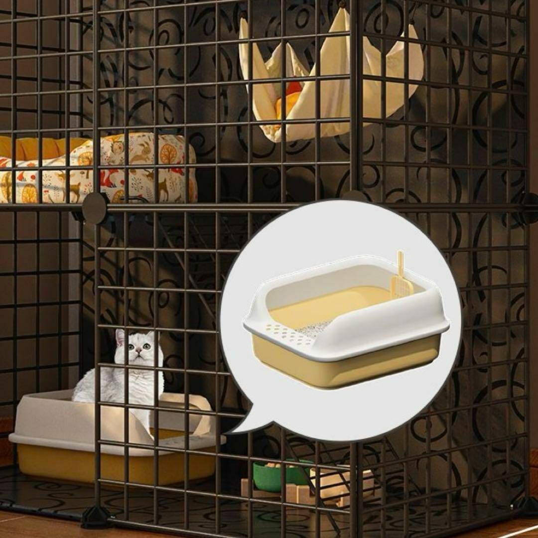 キャットゲージ　猫ゲージ　小屋　黒　組立式　コンパクト　2段　ワイヤー その他のペット用品(猫)の商品写真