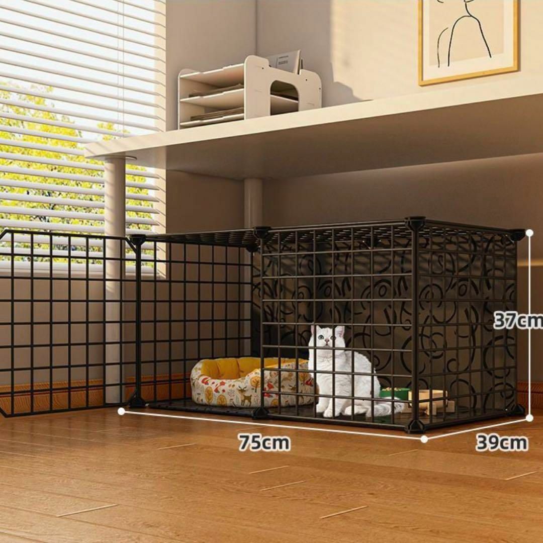 キャットゲージ　猫ゲージ　小屋　黒　組立式　コンパクト　2段　ワイヤー その他のペット用品(猫)の商品写真