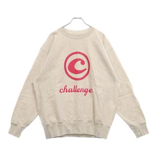 CHALLENGER チャレンジャー 90'S LOGO C/N SWEAT ロゴプリント クルーネックスウェットトレーナー グレー/ピンク CLG-SW 022-005(スウェット)