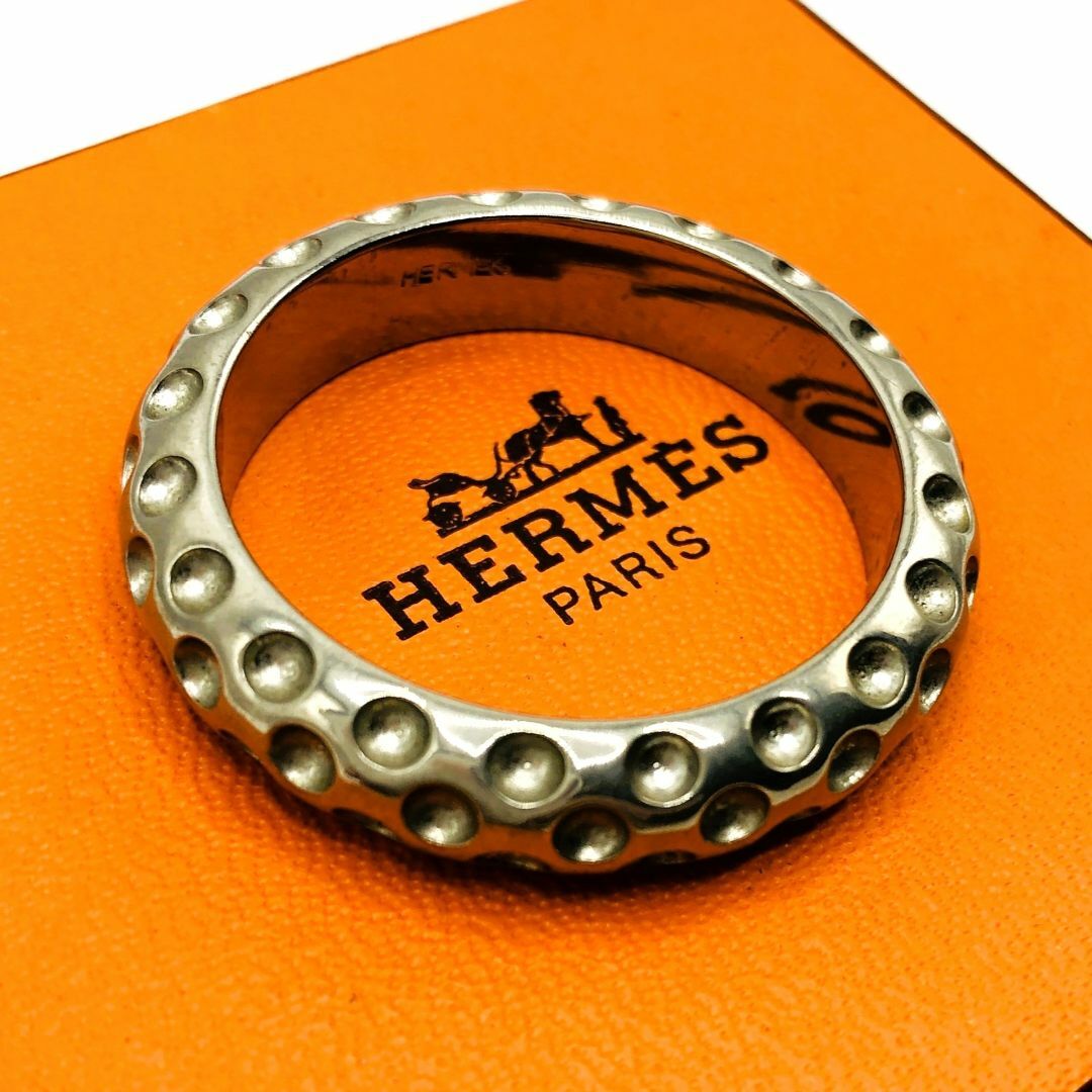 HERMES - HERMES エルメス スカーフリング シルバー ドット ディンプル