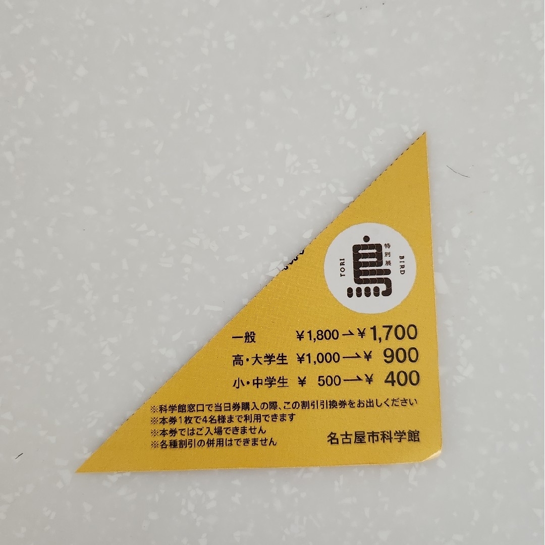 名古屋市科学館 鳥 割引券 チケットの施設利用券(美術館/博物館)の商品写真
