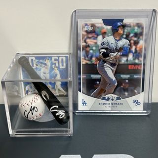 大谷翔平選手 50/50サインプリントフィギュアボール、大谷翔平カード 2点(記念品/関連グッズ)