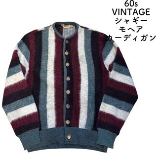 VINTAGE - デザインカーディガン 立体編み 刺繍 レトロ 太アーム VINTAGE - デザインカーディガン 立体編み 刺繍 レトロ 太アーム